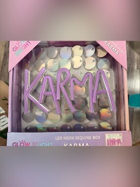 Karma LED Neon Sign in Pink and Purple